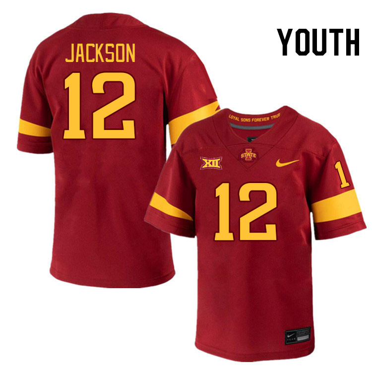 Youth #12 Jaylon Jackson Iowa State Cyclones College Football Jerseys Stitched-Cardinal